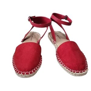 Time and Tru Red Espadrille Ankle-Strap Sandals